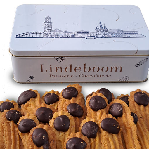 Afbeelding van Koektrommel Lindeboom MET blauwvingers of  Kerstkrans koekjes